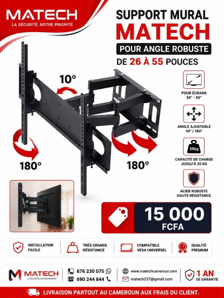 support mural d’angle 26-55 pouces