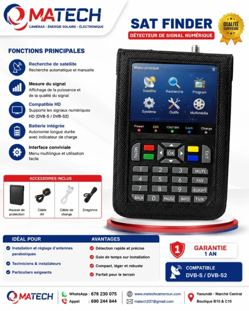 satelite finder video v9 rechargeable avec baterie durable