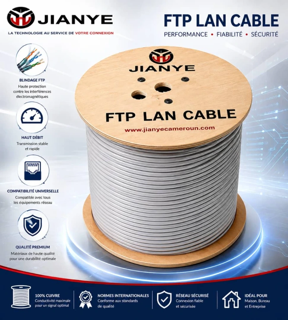 cable réseau RJ45 cat6 blinder FTP couleur gris